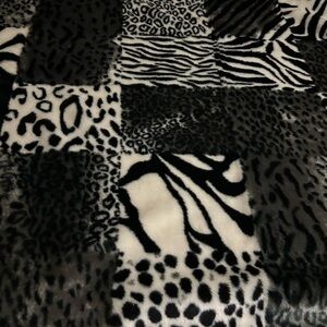 Fake fur patchwork throw